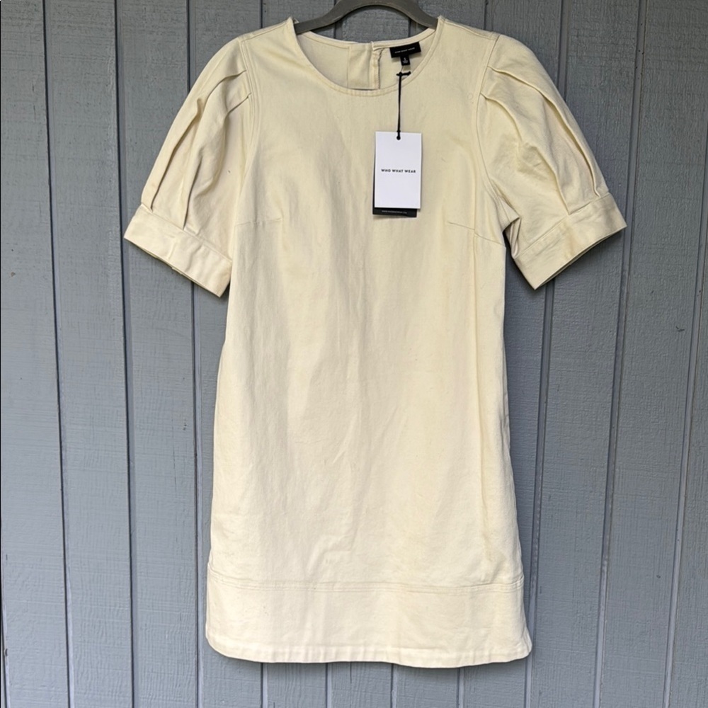 NWT Who What Wear Cream Short Sleeve Dress Size S